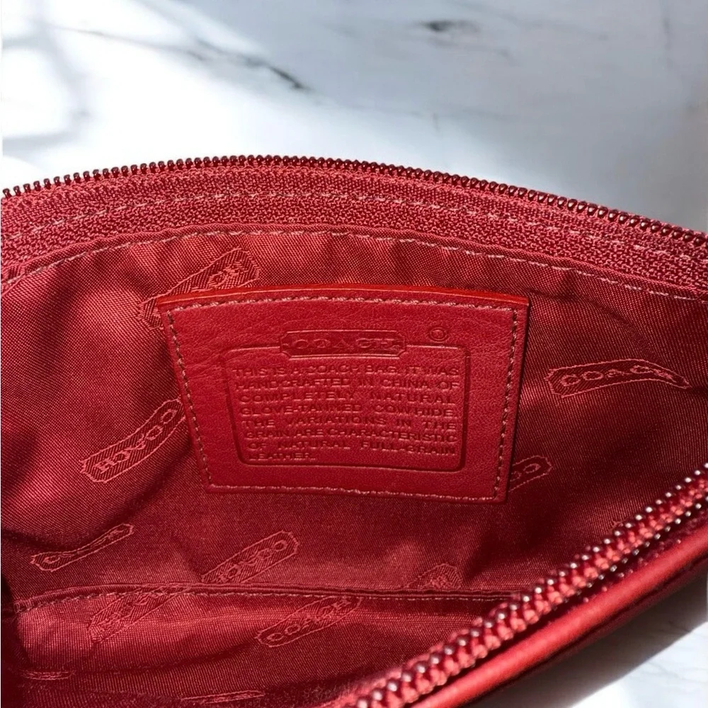 Vintage Red Coach Leather pouch cash wallet cosmetic makeup bag - Picture 9 of 10